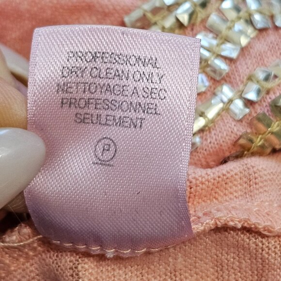 Calypso St. Barth Peach Beaded Short Sleeved Boho Top Linen sz M - Picture 9 of 11